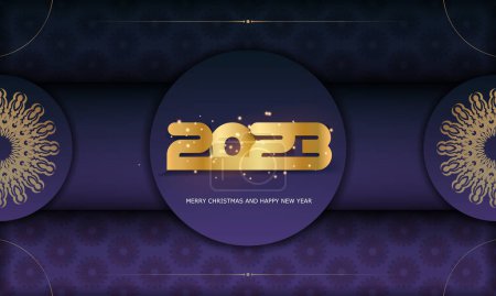 Photo for Blue and gold color. Happy New Year 2023 greeting card. - Royalty Free Image