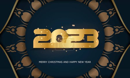 Photo for 2023 happy new year greeting poster. Blue and gold color. - Royalty Free Image