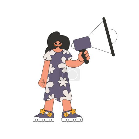 Illustration for Girl with a megaphone. labor market. The sphere of human resources. - Royalty Free Image