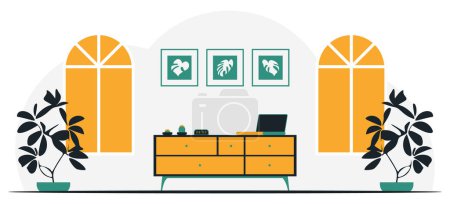 Illustration for Minimalistic attractive room in bright colors. - Royalty Free Image