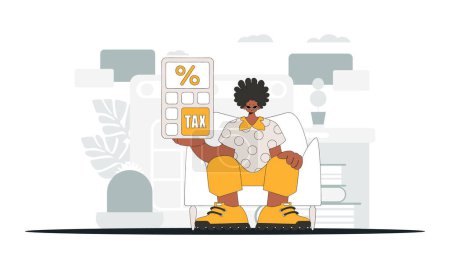 Téléchargez les illustrations : Fashionable man with a percentage. Graphic illustration on the theme of tax payments. - en licence libre de droit