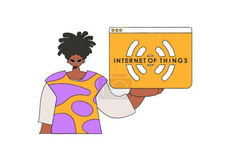 Illustration for He has a firm grasp on the logo for the Internet of Things. - Royalty Free Image