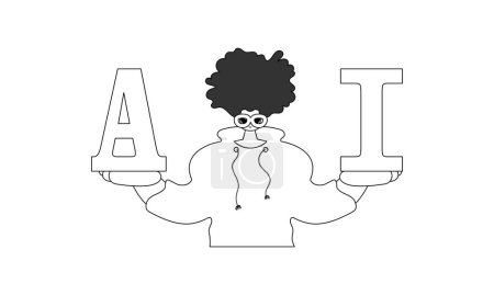 Ilustración de Posee las letras AI, encarnando la inteligencia artificial en un diseño lineal de estilo vectorial - Imagen libre de derechos