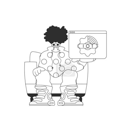 Ilustración de Hombre con logotipo de IoT, diseño de vectores lineales - Imagen libre de derechos