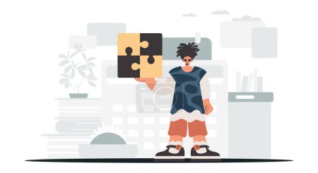 Illustration for The person is holding a astound. Assemble work subject. Trendy style, Vector Illustration - Royalty Free Image