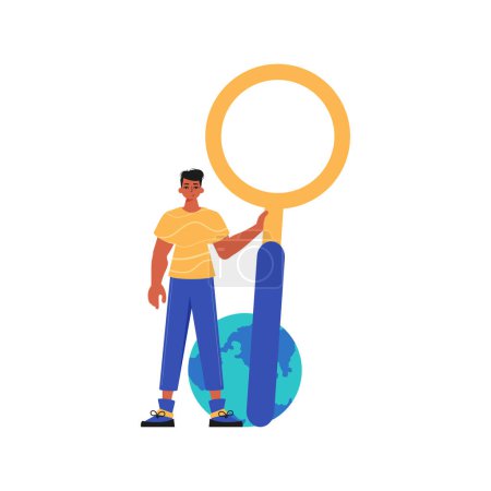 Illustration for The Guy is holding a gust up sector field looking methamphetamine in his handwrite. Trendy style, Vector Illustration - Royalty Free Image