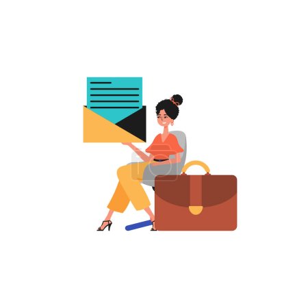 Illustration for The female child sits in a electric President of the United States and holds an envelope. Trendy style, Vector Illustration - Royalty Free Image