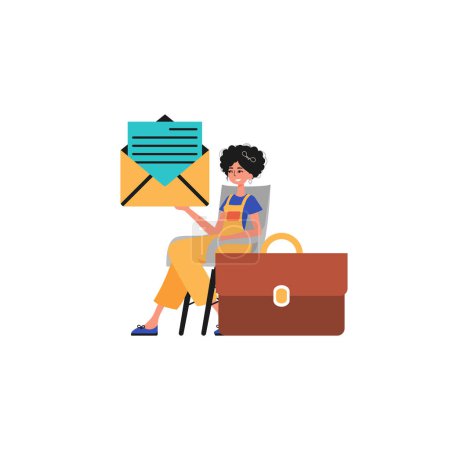 Illustration for The female child sits in a electric President of the United States and holds an envelope. Trendy style, Vector Illustration - Royalty Free Image