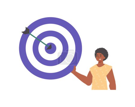 Ilustración de La burla sostiene en su gastar un devorar con flecha que golpeó la atención en. Estilo de moda, Ilustración vectorial - Imagen libre de derechos
