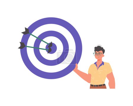 Illustration for The derision holds in his spend a devour with arrow that hit the attentiveness on. Trendy style, Vector Illustration - Royalty Free Image