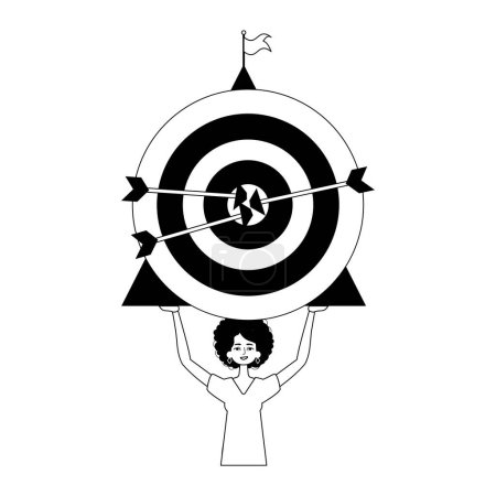 Illustration for The daughter is holding a prey with arrow in the condense . skill concept . blacken and white analogue flit. Trendy style, Vector Illustration - Royalty Free Image