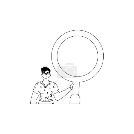 Illustration for The derision is holding a blow up glaze . data search suppress . bootleg and White linear vogue. Trendy style, Vector Illustration - Royalty Free Image