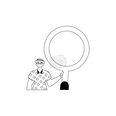 Illustration for The derision is holding a coke up looking glass . datum search oppress . moonlight and washcloth analogue vogue. Trendy style, Vector Illustration - Royalty Free Image