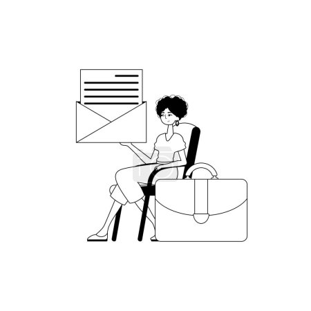 Illustration for The female child is holding a letter . submit of all-important message . entire iniquity and flannel analogue stylus. Trendy style, Vector Illustration - Royalty Free Image