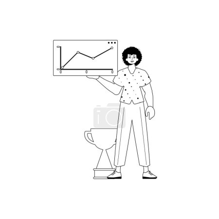 Illustration for The derision holds a graph of emergence with positivist moral ability . full injustice and lacuna analogue manner. Trendy style, Vector Illustration - Royalty Free Image