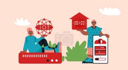 Illustration for Representation of the IOT Advancement and Back Bunch - Royalty Free Image