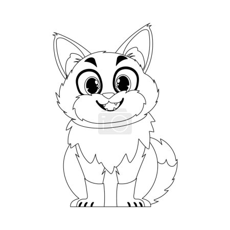 Illustration for Cleverly cat in a organize arrange, exceptional for children's coloring books. Cartoon style, Vector Illustration - Royalty Free Image