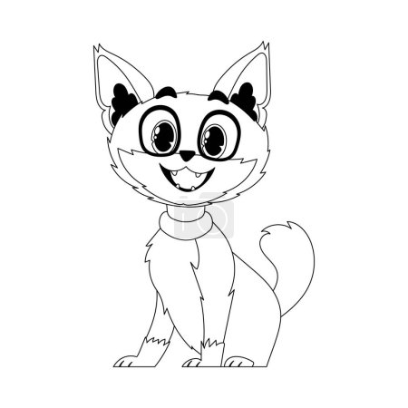 Illustration for Cleverly cat in a organize organize, bewildering for children's coloring books. Cartoon style, Vector Illustration - Royalty Free Image