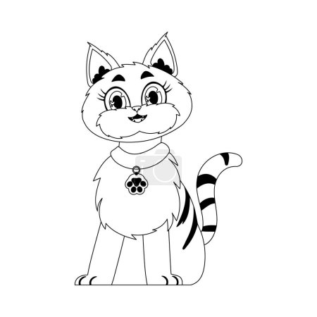 Illustration for Cleverly cat in a organize organize, shocking for children's coloring books. Cartoon style, Vector Illustration - Royalty Free Image