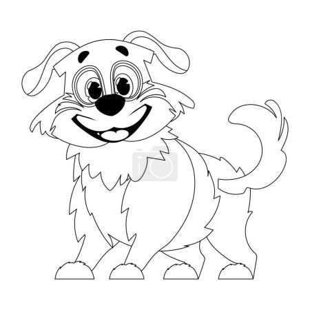 Skillfully puppy in a energize shape, pulverizing for children's coloring books. Cartoon style, Vector Illustration