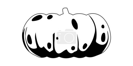 Illustration for This big pumpkin represents the time of year when leaves turn different colors and the holiday of Halloween.Linear style. - Royalty Free Image