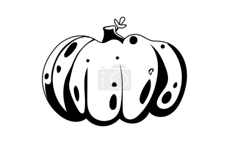 Illustration for This giant pumpkin represents the season when leaves change colors and the holiday of Halloween.Linear style. - Royalty Free Image