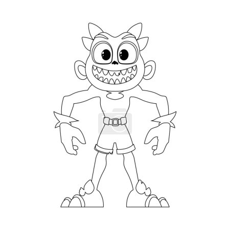 Illustration for This cartoon character is different from the others and has unique abilities. Childrens coloring page. - Royalty Free Image
