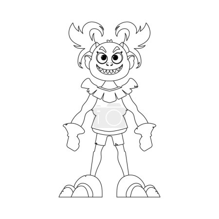 Illustration for This cartoon character is not like the others and has special skills that make it different. Childrens coloring page. - Royalty Free Image