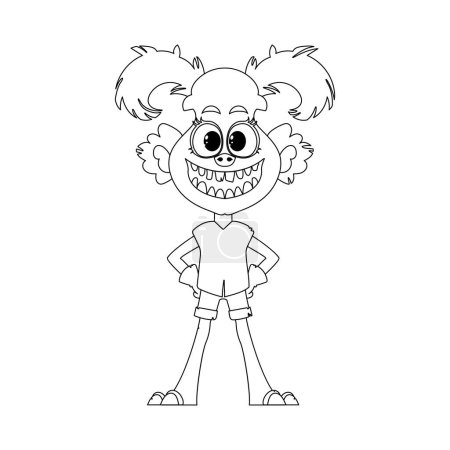 Illustration for This cartoon character is very unique and stands out from others because it has abilities that nobody else has. Childrens coloring page. - Royalty Free Image