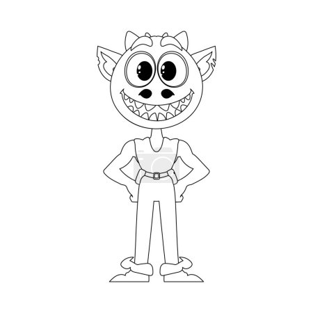 Illustration for This cartoon character is special and cool because it can do things that nobody else can. Childrens coloring page. - Royalty Free Image