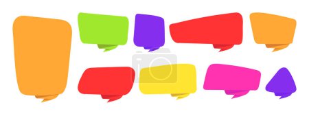 Ilustración de Conjunto de burbujas de habla de colores. Digamos texto de burbuja, chat de dibujos animados, caja de mensajes. Burbujas de discurso blanco vector vacío en blanco. - Imagen libre de derechos