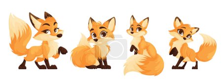 Photo for Cute fox set. Funny red fox collection. Animal emotion. Animal character design. - Royalty Free Image
