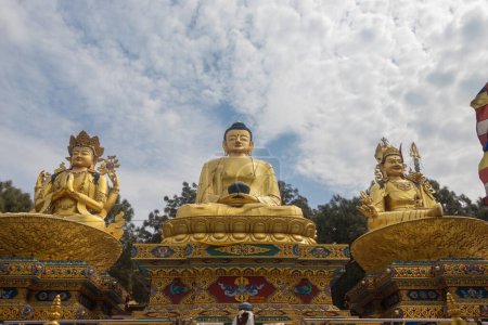 Photo for The Golden Buddha Statues in Buddha park, Swayambhunath area, Kathmandu, Nepal, the World Heritage Site declared by UNESCO - Royalty Free Image
