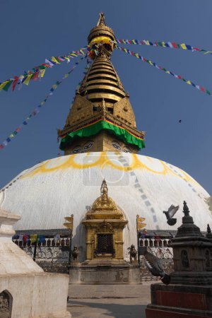 Photo for Swayambhunath, also known as Monkey Temple is located in the heart of Kathmandu, Nepal and is already declared World Heritage Site by UNESCO - Royalty Free Image
