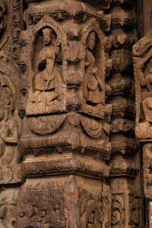 Photo for Wood carving details in one of the temple of Patan Durbar Square, Patan, Nepal - Royalty Free Image