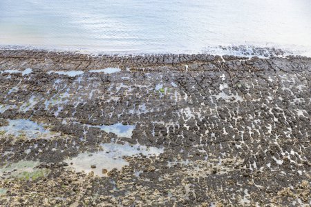 Gesteine und Eisensulfid-Mineral Pyrit am Strand von Seven Sisters, England, Geographie