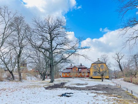 Photo for View of a farmhouse in the Skansen museum in Stockholm. Travel concept. - Royalty Free Image