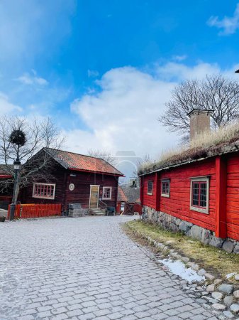 Photo for View of a farmhouse in the Skansen museum in Stockholm. Travel concept. - Royalty Free Image