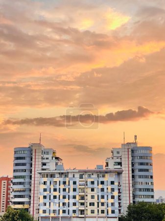 Photo for Tirana, Albania - August 2022:Fantastic sunset, view of Tirana, capital of Albania .Areal view - Royalty Free Image