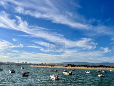 Photo for Armona, Portugal 18 August 2023 :Small boats on the Island of Armona, Algarve. Portugal. Beautiful sunset .Travel destination concept. copy space - Royalty Free Image