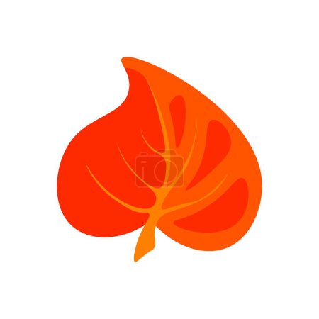 Ilustración de Hoja naranja colocada sobre una superficie blanca lisa. - Imagen libre de derechos