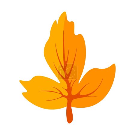 Ilustración de Una sola hoja naranja se destaca sobre un fondo blanco liso, mostrando su color vibrante y detalles intrincados. - Imagen libre de derechos