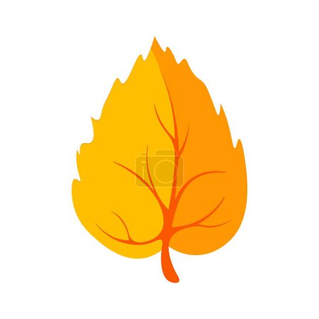 Ilustración de Una hoja amarilla de otoño contrasta con un fondo blanco liso. - Imagen libre de derechos