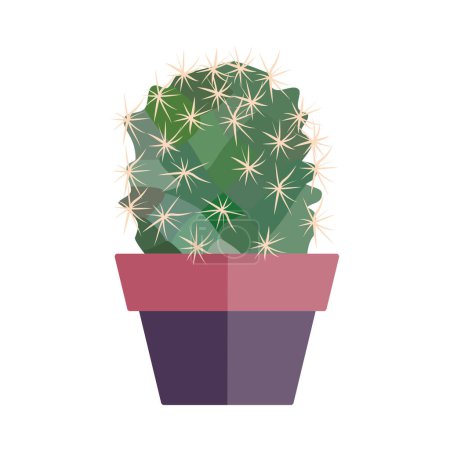 Eine Kaktuspflanze in einem Terrakottatopf, isoliert auf einem schlichten weißen Hintergrund.