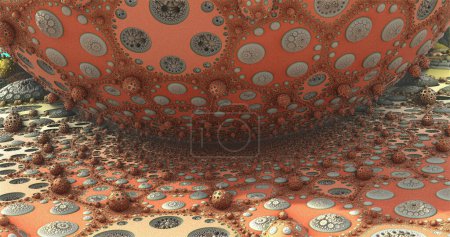 Foto de La superficie de un virus o un planeta alienígena bajo un sol alienígena 3d representación - Imagen libre de derechos