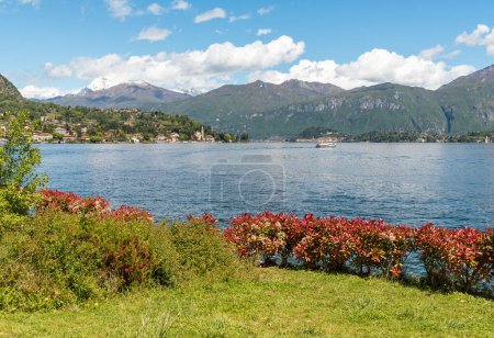 Photo for Landscape of Lake Como in the sunny spring day, Tremezzina, Lombardy, Italy - Royalty Free Image