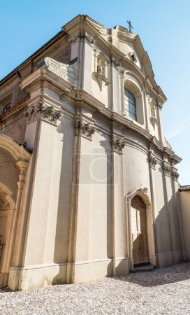 View of the parish church of San Lorenzo in Ligornetto, district of the city of Mendrisio, Ticino Switzerland