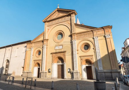Blick auf die Basilika San Sebastiano im Zentrum von Biella, Piemont, Italien