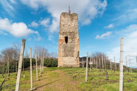 Turm des Schlosses (Torre delle castelle) in Gattinara, in der Provinz Vercelli, Piemont, Italien