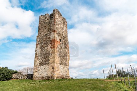 Turm des Schlosses (Torre delle castelle) in Gattinara, in der Provinz Vercelli, Piemont, Italien